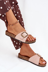 Women's sandals with buckle on cork platform pink Zavira
