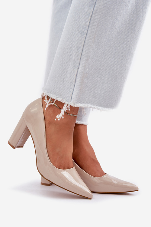 Lacquered Heels On Block Heel Beige Kilanne