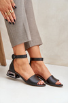 Leather Sandals On Silver Heel Laura Messi 2143 Black
