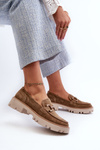 Women's Suede Moccasins with Decoration D&A TW117 Brown