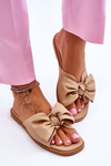 Women's Leather Slippers With Bow Beige Becky
