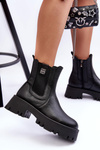 Leather Ankle Boots On Massive Platform Black Lisencca