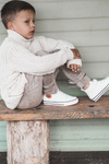 Children's Leather Sneakers With Velcro White Bruni