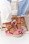 Wedge Sandals In Sailor Style Red La Isla Bonita