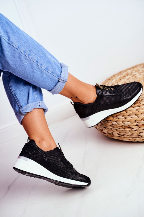 Women's Sports Shoes Leather Black Love Me