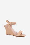 Lacquered Women's Wedge Sandals Nude Vliraya