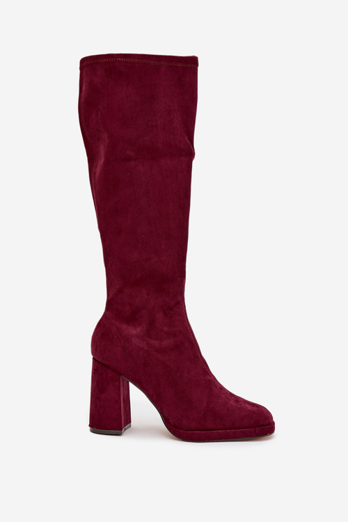 Women's Boots with Stitching on Block Heel Bordeaux Brivana
