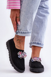Women's Slip-On Sneakers with Stones Black Simple