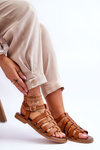 Leather Sandals With Straps Brown Lawren