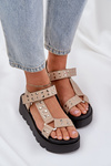 Embellished sandals on platform beige Tatellia