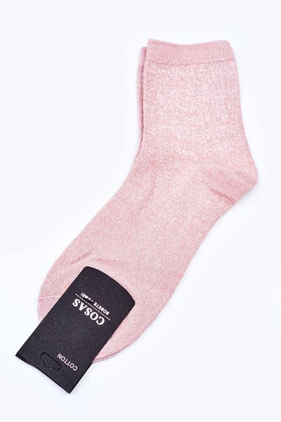 Women's Cotton Socks With Silver Thread COSAS Salmon Color