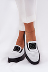 Ladies Leather Moccasins On Platform And Wedge White Vinceza 79522