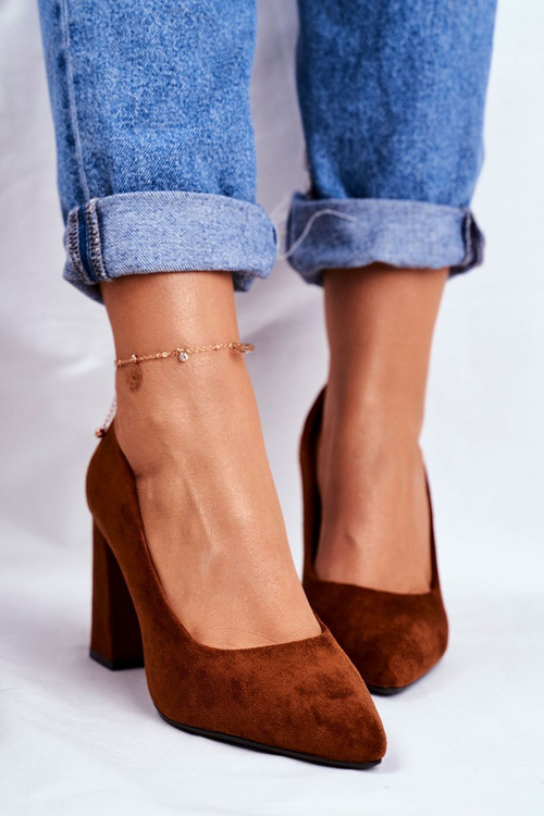 Suede Pumps On A Block Heel Sergio Leone PB216 Camel