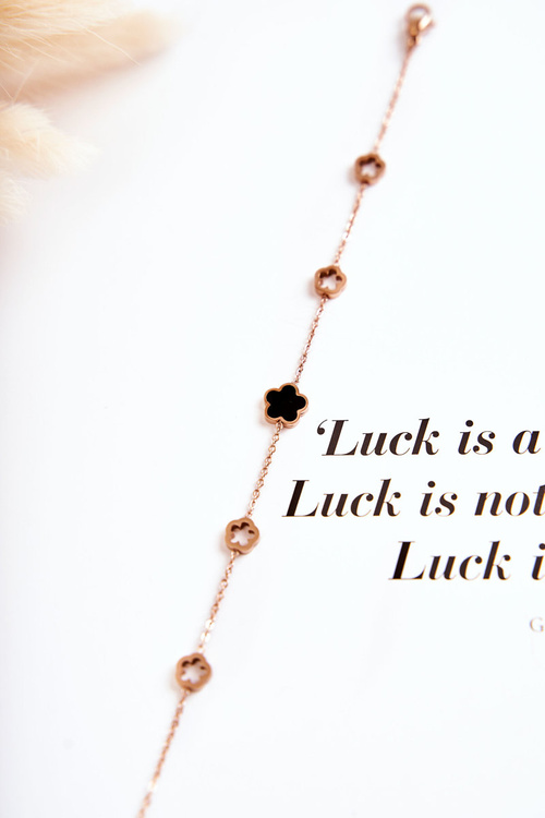 Damska Bransoleta Celebrytka Różowe Złoto Koniczynka