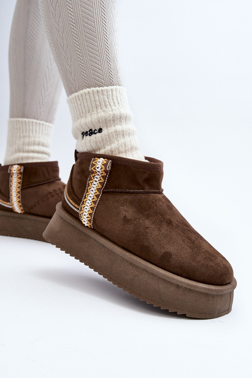 Platform Snow Boots with Dark Green Pattern Udra