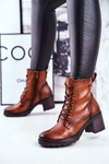 Women's Boots On High Heels Brown Fiber