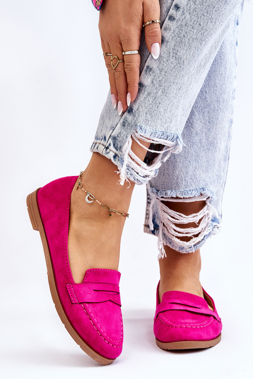 Comfortable Suede Women's Loafers Fuchsia Lucca