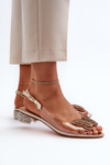 Transparent sandals with low heel with butterfly pink gold D&A MR38-388