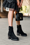Suede Wrinkled Boots Black Melseo