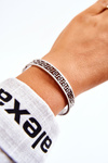 Women's Steel Bracelet Aztec Pattern With Cubic Zirconia Silver