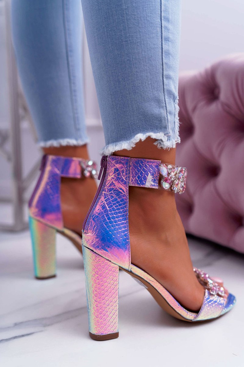 Lu Boo Iridescent Pink Lambada Zircon Sandals
