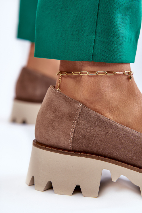 Półbuty Zamsz Ozdoba Brązowe Laura Messi 2489