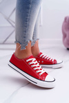 Women's Low Fabric Sneakers Red FreeTime