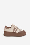 Leather Women's Sneakers On Platform Zazoo 3775 Beige