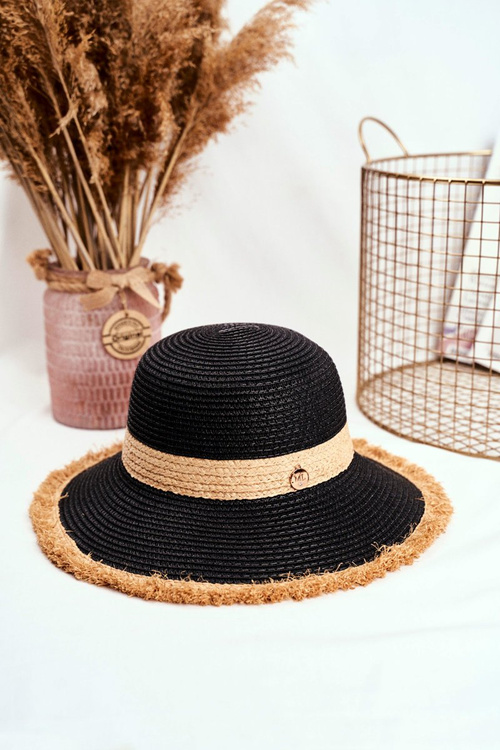 Women's Hat Summer Beach 100% Paper Black