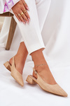 Woven Ladies Sandals On Delicate Heel Beige Jorela