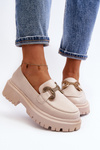 Women's Loafers with Light Beige Ornament Gargi