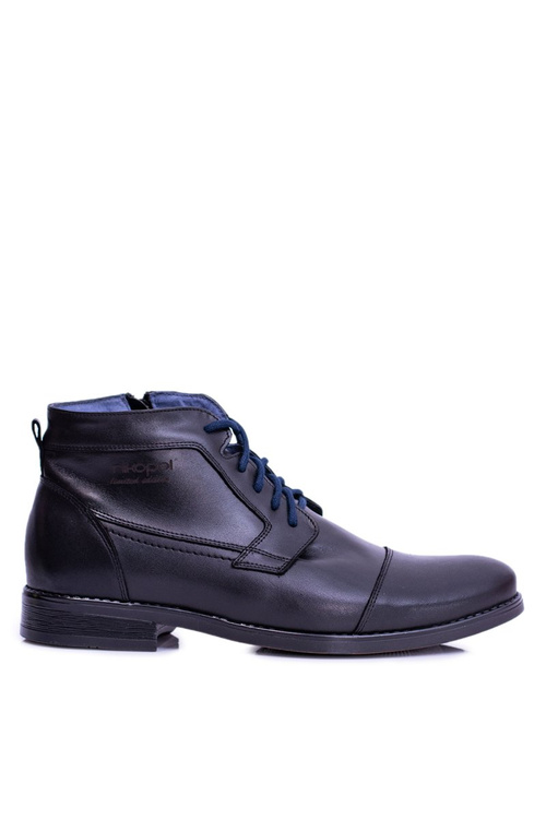 Black Men's Leather Boots With Zipper Gregory