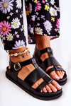 Leather Sandals On Platform Black Tessy