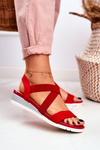 Women's Sandals On Wedge Slip On Red Harper 