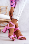 Elegant Sandals On A Block Heel Pink Michele