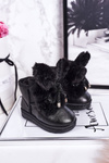 Children's Snow Boots Insulated With Fur With Ears Black Bunny