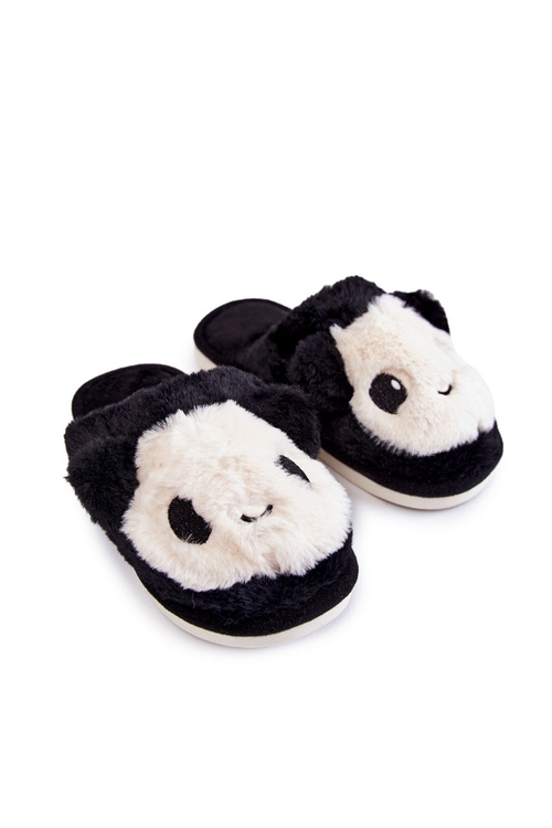 Children's fur slip-on slippers Black Alize