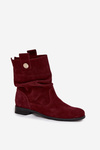 Leather Suede Women's Boots with Ruffle Lining Insulated Zazoo 4210 Bordeaux