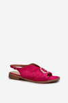 Elegant Women's Sandals with Eco Suede Decoration S.Barski KV27-058 Fuchsia