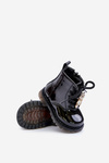 Warm Patent Leather Kids Boots With Bear And Zipper Black Enchanta