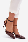 Lacquered High Heels With Open Heel Chocolate Laretta