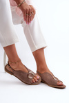 Elegant Women's Sandals with Eco Suede Decoration S.Barski KV27-058 Brown