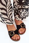 Women's Sandals With Buckle On Cork Platform Black Zavira