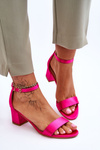  Satin Low Heel Sandals Fuchsia Juliet