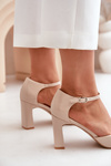 Heels made of patent eco leather beige Emindria
