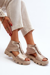 Zazoo 999 Leather Women's Sandals with Golden Zip
