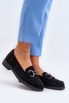 Women's Suede Moccasins with Decoration Black Echonesa