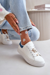 Low Sneakers Made Of Eco Leather With Pins White-Blue Cillione