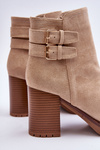 Suede Heeled Boots Beige Makeline