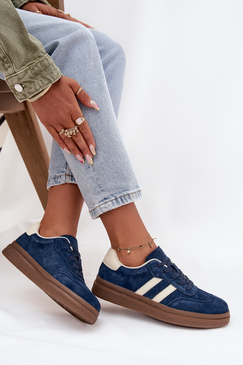 Women's Suede Sneakers on Platform Dark Blue Sylviona